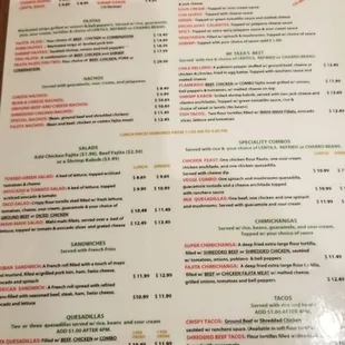 sushi and sashimi, menu