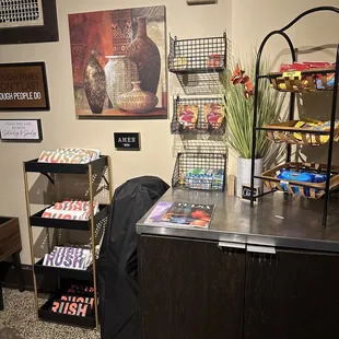 a coffee shop with a variety of items