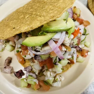 Tostada de Ceviche de Camarón