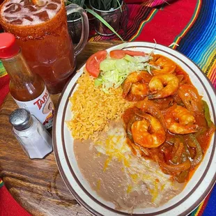 Camarones rancheros request home made tortillas