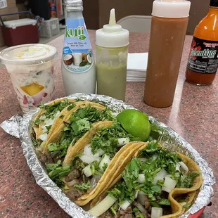 Fresh street tacos and homemade dessert!