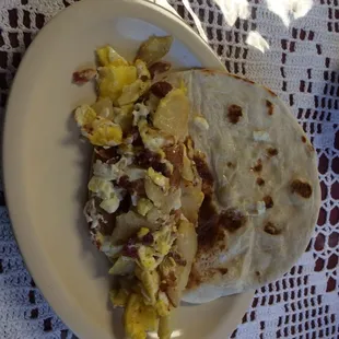 Bacon egg and potato taco