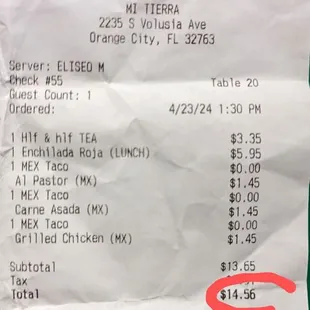 Taco Tuesday Special. A Lunch Feast for 1 under $15!!