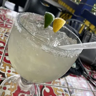 Patio bar enjoying a margarita