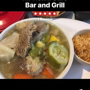 Caldo De Res: beef soup with vegetables.