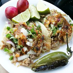 carnitas tacos with everything