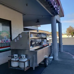 Taco stand outside the market.