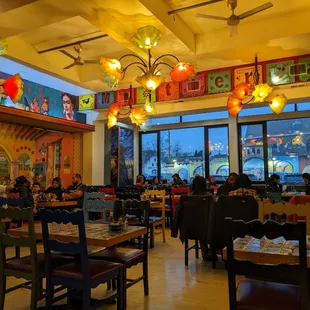 the interior of a mexican restaurant