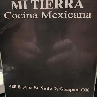 Menu cover