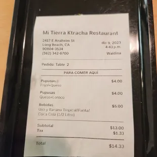 the menu