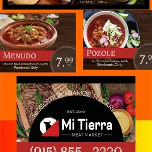 menus and prices