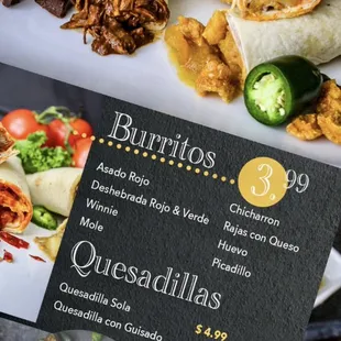 burritos and quesadillas