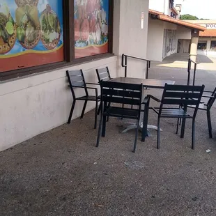 Tables and chairs.