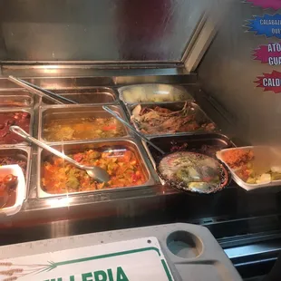 Hot food already prepared. Picture looks much better than it did in person