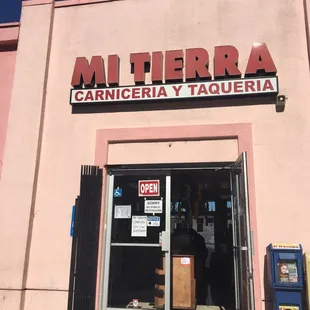 the entrance to a restaurant