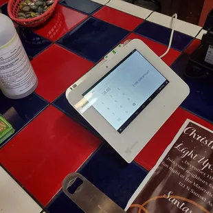 a tablet on a table
