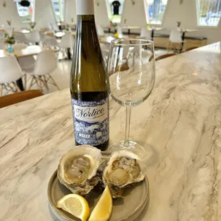 Happy hour wine and oysters