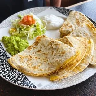 a plate of quesadillas
