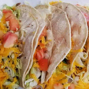 Beef soft tacos. Accidentally included in my works to-go order... Pretty bland. Boo!