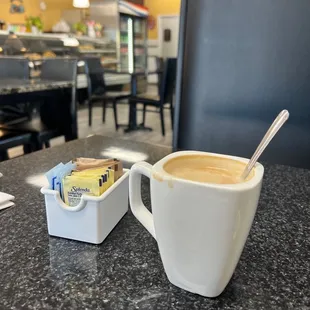  cup of coffee and a bag of butter