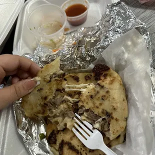Carne Asada &amp; Cheese Pupusa (corn)