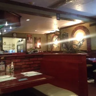 Very dark in here with low ceilings, but still a nice place with good food