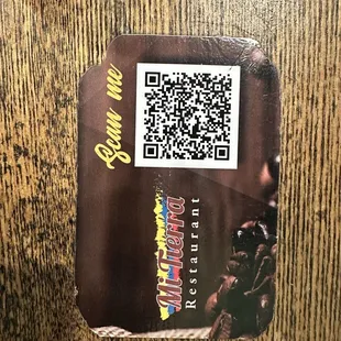 QR code for menu