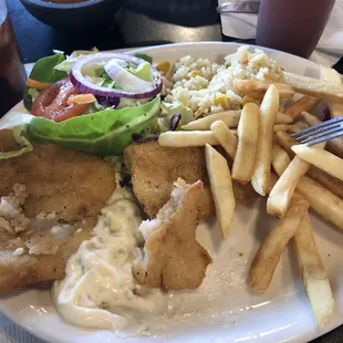 Fried bass plate