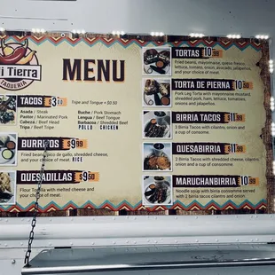 Menu.  They have combos too.