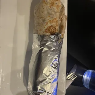 Pork verde burrito grilled on the outside. Not on the menu