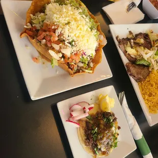 Taco salad and Cabeza street taco