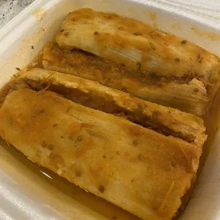 2 big ol' pork tamales