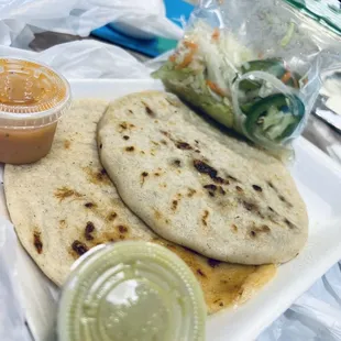 The Chicken and Cheese Pupusa was so flavorful! The bean and Cheese mixed so well with their red sauce!