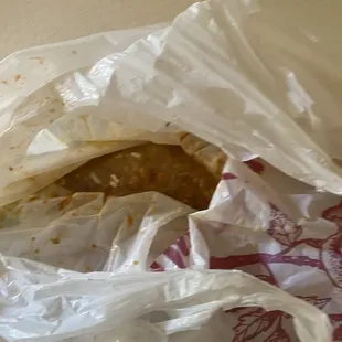 a piece of food in a plastic bag