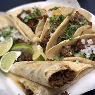 beef quesadilla, bbq tacos (beef and pork)
