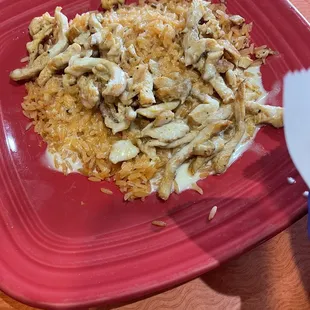 Chicken with rice and cheese sauce