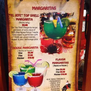 &quot;El Jefe&quot; Top Shelf Margarita tabletop menu