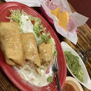 Sampler chimichangas... an order of guacamole. Probably the beat I've had anywhere.
