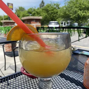 Very orange fresh squeezed lime margarita