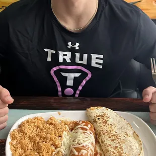 Chicken enchilada and chicken quesadilla lunch special