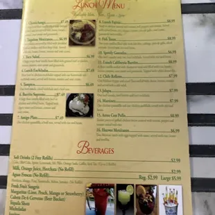 Lunch menu as of 9/18/2023