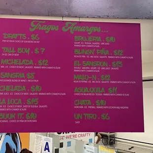 Drink menu 10/2021