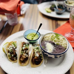Carnitas Tacos with black beans and rice- DELICIOUS!