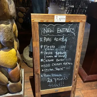 a chalk board with a menu on it