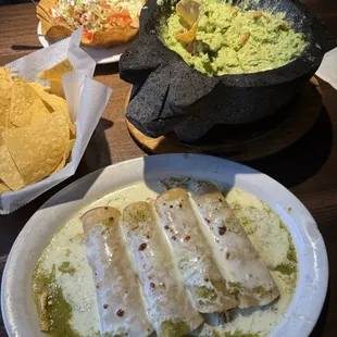 Enchiladas Suiza, Guacamole Texacano, Beef Taco Salad.