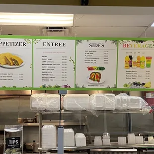 the menu of a restaurant