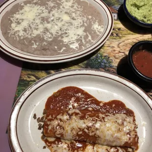Side of refried beans &amp; beef enchilada a la carte