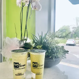 two drinks on a table