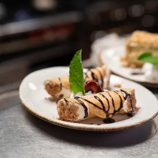 a plate of desserts