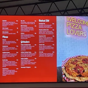 menu, pizza